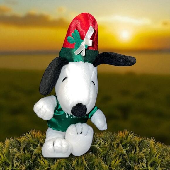 10" Snoopy Plush Peanuts Joe Mistletoe Santa Stuffed Animal Christmas Nursery - Picture 10 of 10